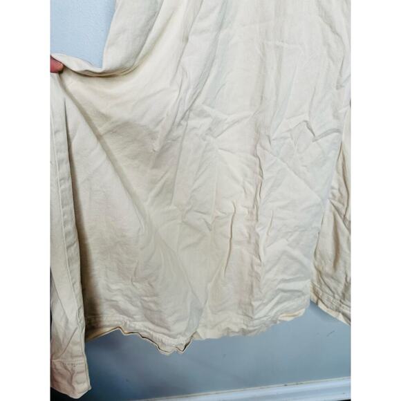 ROSETTA GETTY Beige Twill Cotton Short Sleeve Button Front Dress Size 4 - Picture 9 of 10